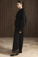Arm-Gathered Chiffon Set with Shawl