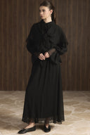 Arm-Gathered Chiffon Set with Shawl