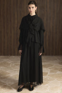 Arm-Gathered Chiffon Set with Shawl
