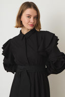 Rose-Sleeve Ruffle Dress