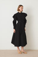Rose-Sleeve Ruffle Dress