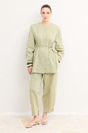 Linen Set with Lace Sleeve Details