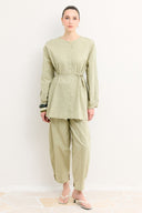 Linen Set with Lace Sleeve Details