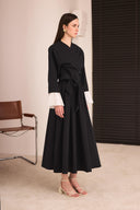 Pleated Sleeve Tie-Front Skirt Set
