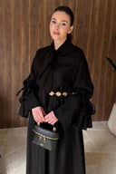 Arm-Ruffled Muslin Dress