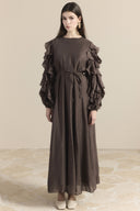 Ruffle-Sleeved Flounced Dress