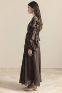 Ruffle-Sleeved Flounced Dress