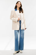 Denim Trimmed Blazer Jacket