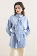 Tie-Detail Cotton Satin Shirt