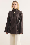 Tie-Detail Cotton Satin Shirt