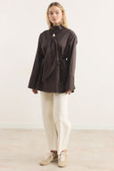 Tie-Detail Cotton Satin Shirt