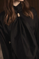 Tie-Neck Cotton Sateen Shirt