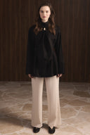 Tie-Neck Cotton Sateen Shirt