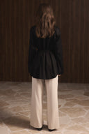 Tie-Neck Cotton Sateen Shirt