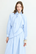 Tie-Neck Detail Dacron Skirt Set