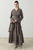 Double-Breasted Striped Skirt Set