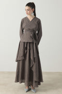 Double-Breasted Striped Skirt Set