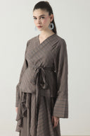 Double-Breasted Striped Skirt Set