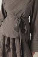 Double-Breasted Striped Skirt Set