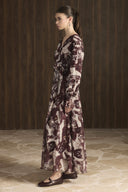 Double-Breasted Patterned Chiffon Set