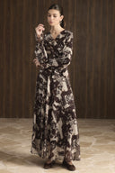 Double-Breasted Patterned Chiffon Set