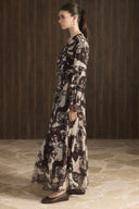 Double-Breasted Patterned Chiffon Set