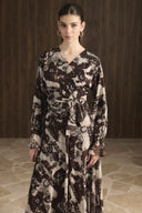 Double-Breasted Patterned Chiffon Set