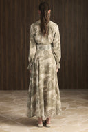 Double-Breasted Patterned Chiffon Set