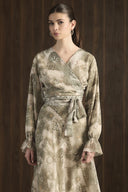 Double-Breasted Patterned Chiffon Set