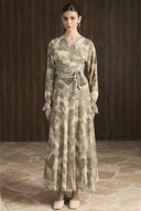 Double-Breasted Patterned Chiffon Set