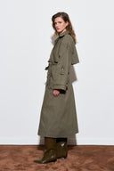 Double-Breasted Long Trench Coat