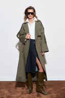 Double-Breasted Long Trench Coat