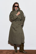 Double-Breasted Long Trench Coat