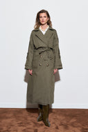 Double-Breasted Long Trench Coat