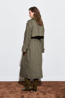Double-Breasted Long Trench Coat