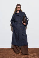 Double-Breasted Long Trench Coat