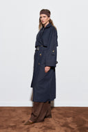 Double-Breasted Long Trench Coat
