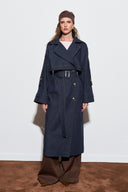 Double-Breasted Long Trench Coat