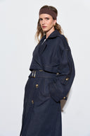 Double-Breasted Long Trench Coat
