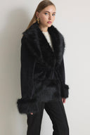 Faux Fur Trimmed Wool Coat