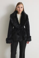 Faux Fur Trimmed Wool Coat