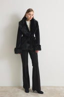 Faux Fur Trimmed Wool Coat