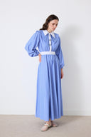 Lana Collar Buttoned Striped Dress