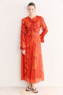 Lara Patterned Printed Tulle Chiffon Dress
