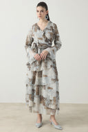 Larin Patterned Chiffon Cross-Over Set