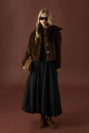 Faux Fur with Patterned Collar Bow