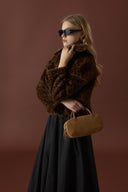 Faux Fur with Patterned Collar Bow