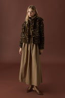 Patterned Collar Bow Fur