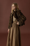 Patterned Collar Bow Fur