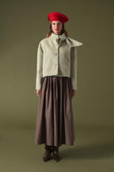 Mandell Short Wool-Blend Jacket with Bow Collar